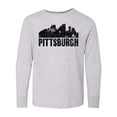 thumbnail image 1 of Inktastic Pittsburgh Skyline Grunge Long Sleeve Youth T-Shirt, 1 of 5