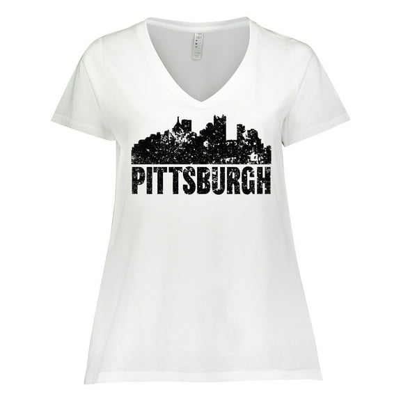 Inktastic Pittsburgh Skyline Grunge Women's Plus Size V-Neck T-Shirt