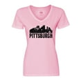 thumbnail image 1 of Inktastic Pittsburgh Skyline Grunge Women's V-Neck T-Shirt, 1 of 5