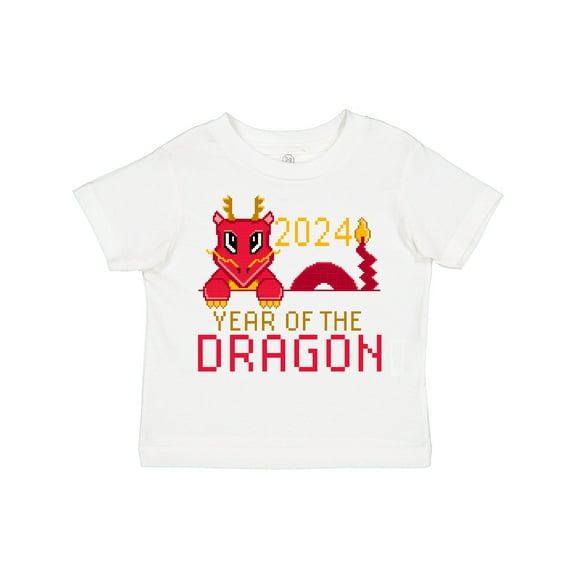 Inktastic Pixel Style Year of the Dragon 2024 Boys or Girls Toddler T-Shirt