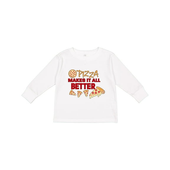 Inktastic Pizza Makes It All Better Boys or Girls Long Sleeve Toddler T-Shirt