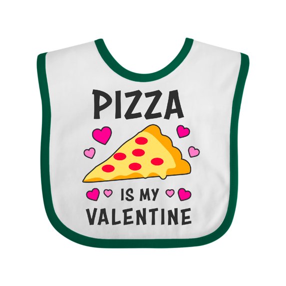 Inktastic Pizza is My Valentine with Hearts Boys or Girls Baby Bib