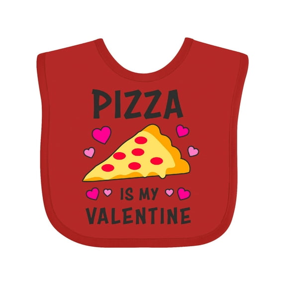 Inktastic Pizza is My Valentine with Hearts Boys or Girls Baby Bib