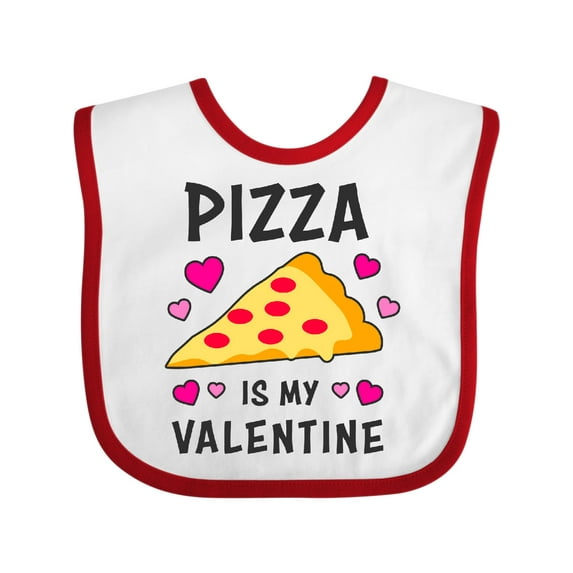 Inktastic Pizza is My Valentine with Hearts Boys or Girls Baby Bib