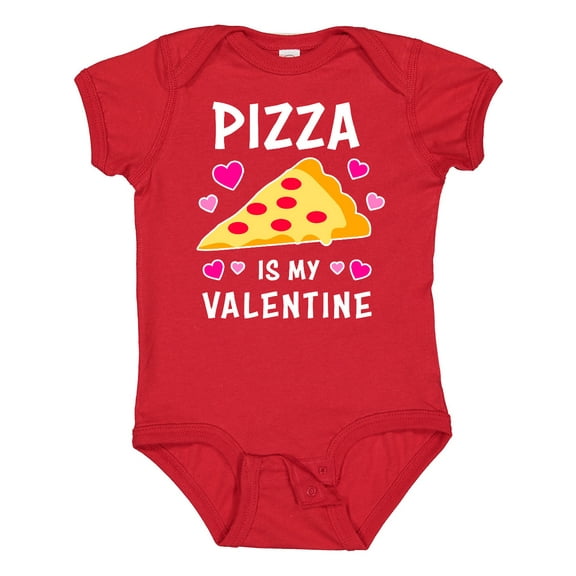 Inktastic Pizza is My Valentine with Hearts Boys or Girls Baby Bodysuit