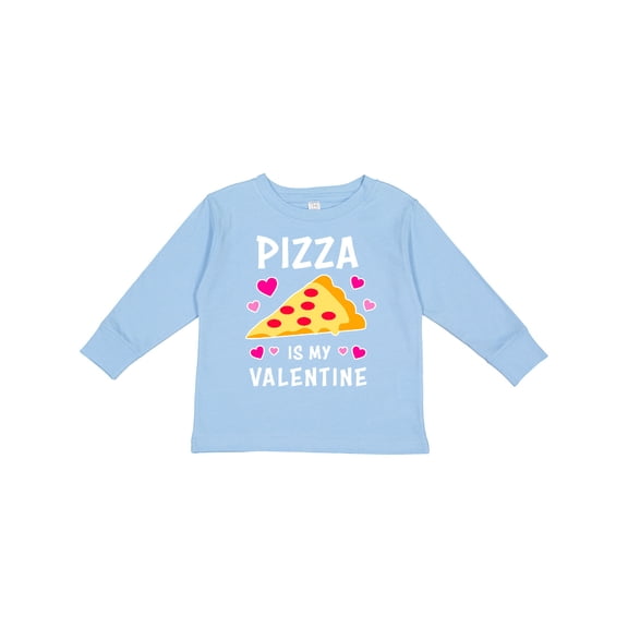 Inktastic Pizza is My Valentine with Hearts Boys or Girls Long Sleeve Toddler T-Shirt