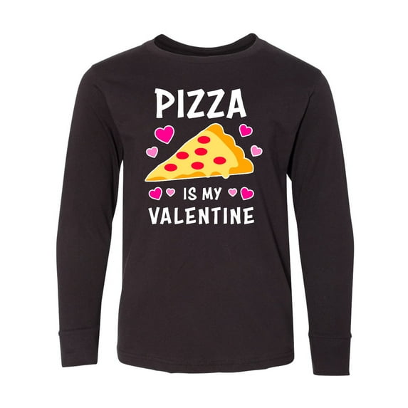 Inktastic Pizza is My Valentine with Hearts Long Sleeve Youth T-Shirt