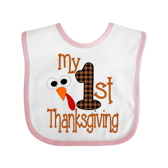 Inktastic Plaid 1st Thanksgiving Turkey Boys or Girls Baby Bib