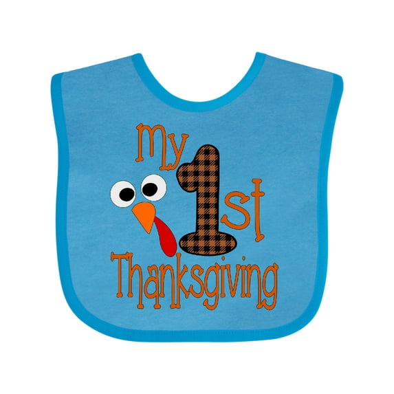 Inktastic Plaid 1st Thanksgiving Turkey Boys or Girls Baby Bib