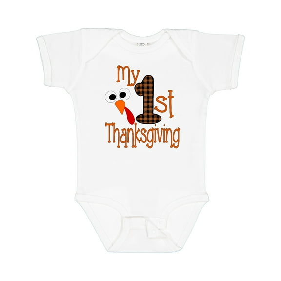 Inktastic Plaid 1st Thanksgiving Turkey Boys or Girls Baby Bodysuit