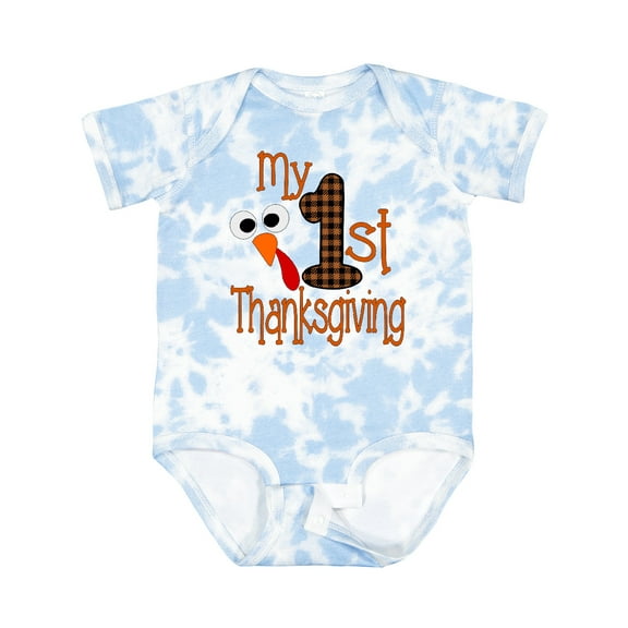 Inktastic Plaid 1st Thanksgiving Turkey Boys or Girls Baby Bodysuit