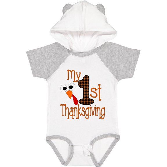 Inktastic Plaid 1st Thanksgiving Turkey Boys or Girls Baby Bodysuit