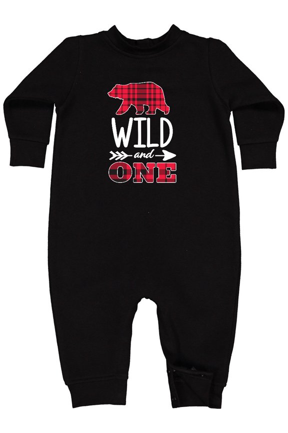 Plaid Bear Wild and 1 with Arrow Baby Fleece Romper