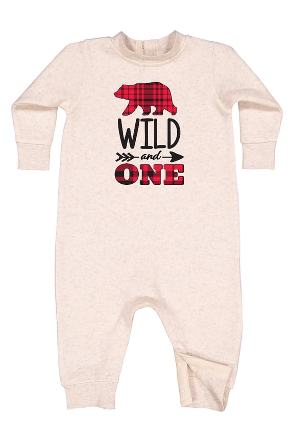 Plaid Bear Wild and 1 with Arrow Baby Fleece Romper