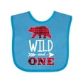 thumbnail image 1 of Inktastic Plaid Bear Wild and 1 with Arrow Boys or Girls Baby Bib, 1 of 4