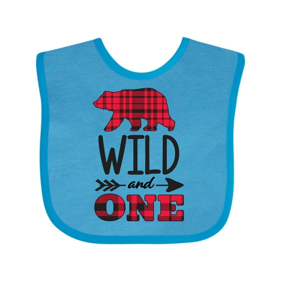 Inktastic Plaid Bear Wild and 1 with Arrow Boys or Girls Baby Bib
