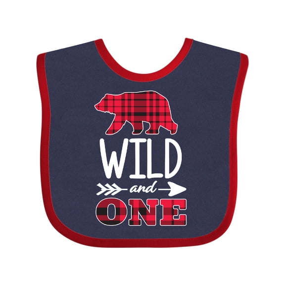 Inktastic Plaid Bear Wild and 1 with Arrow Boys or Girls Baby Bib