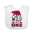 thumbnail image 1 of Inktastic Plaid Bear Wild and 1 with Arrow Boys or Girls Baby Bib, 1 of 4