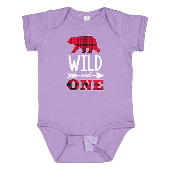 Inktastic Plaid Bear Wild and 1 with Arrow Boys or Girls Baby Bodysuit