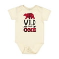 thumbnail image 1 of Inktastic Plaid Bear Wild and 1 with Arrow Boys or Girls Baby Bodysuit, 1 of 5