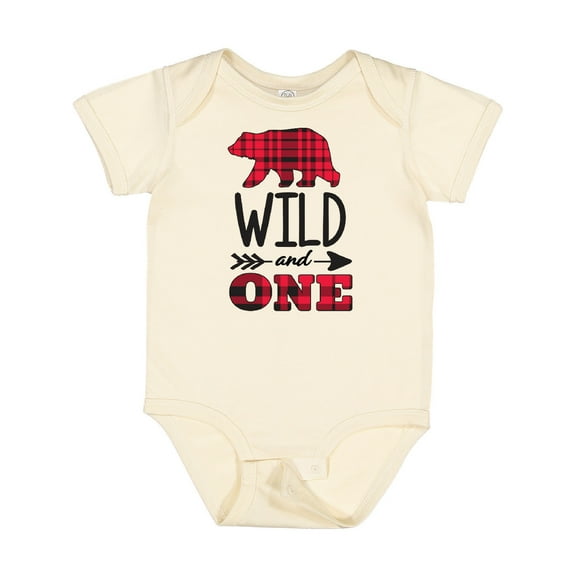 Inktastic Plaid Bear Wild and 1 with Arrow Boys or Girls Baby Bodysuit