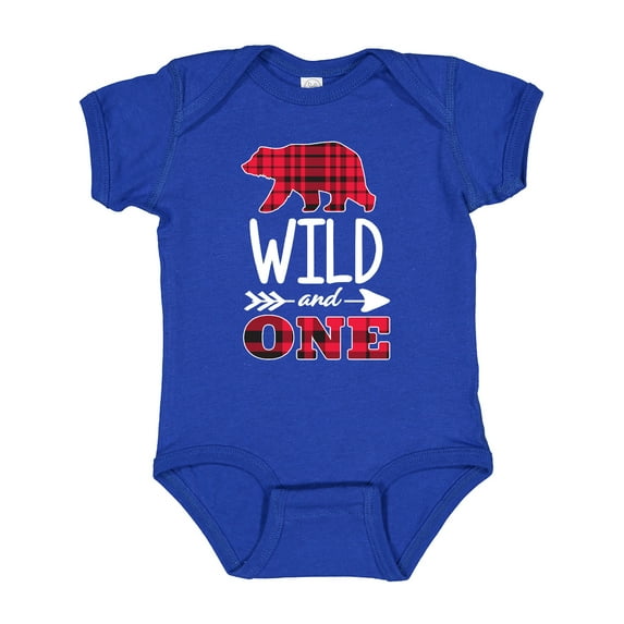Inktastic Plaid Bear Wild and 1 with Arrow Boys or Girls Baby Bodysuit
