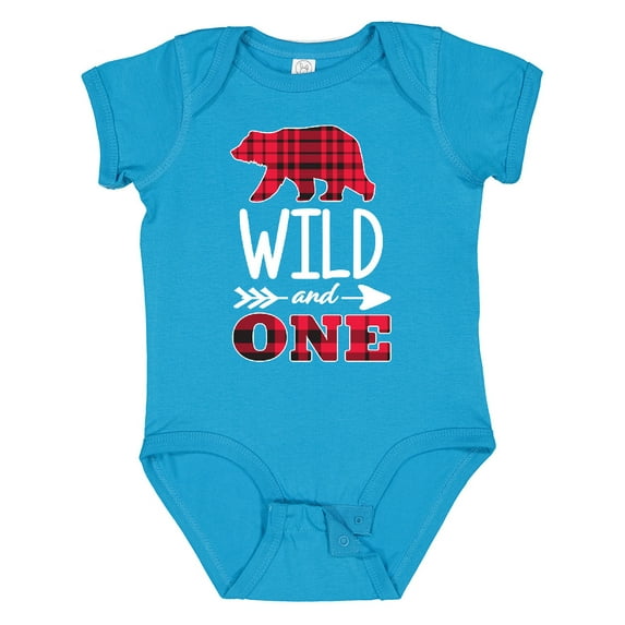 Inktastic Plaid Bear Wild and 1 with Arrow Boys or Girls Baby Bodysuit