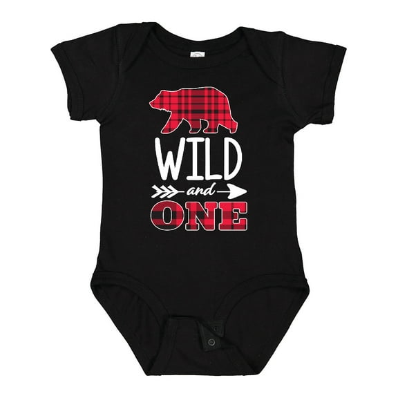 Inktastic Plaid Bear Wild and 1 with Arrow Boys or Girls Baby Bodysuit