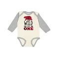thumbnail image 1 of Inktastic Plaid Bear Wild and 1 with Arrow Boys or Girls Long Sleeve Baby Bodysuit, 1 of 5