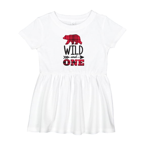 Inktastic Plaid Bear Wild and 1 with Arrow Girls Baby Dress