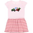 thumbnail image 1 of Inktastic Plaid Christmas Tractor With Cute Reindeer Gift Toddler Girl Dress, 1 of 4