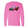 thumbnail image 1 of Inktastic Plaid Christmas Tractor with Cute Reindeer Long Sleeve T-Shirt, 1 of 5