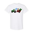 thumbnail image 1 of Inktastic Plaid Christmas Tractor with Cute Reindeer T-Shirt, 1 of 5