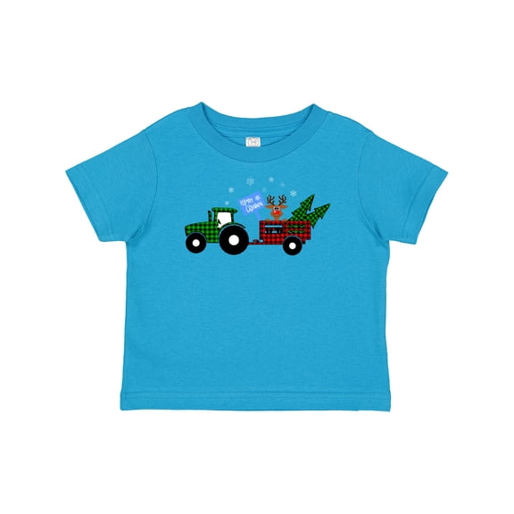Inktastic Plaid Christmas Tractor with Cute Reindeer Boys or Girls Baby T-Shirt