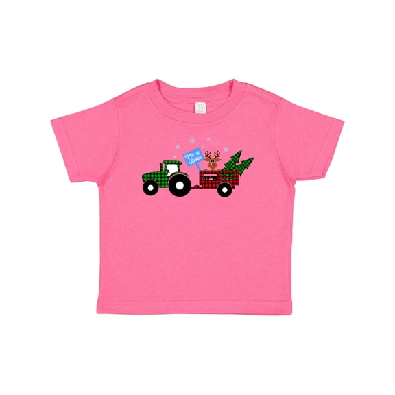 Inktastic Plaid Christmas Tractor with Cute Reindeer Boys or Girls Baby T-Shirt