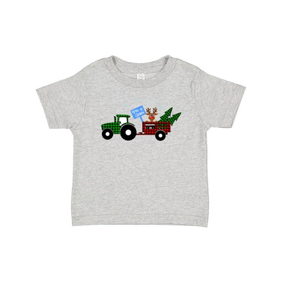 Inktastic Plaid Christmas Tractor with Cute Reindeer Boys or Girls Baby T-Shirt
