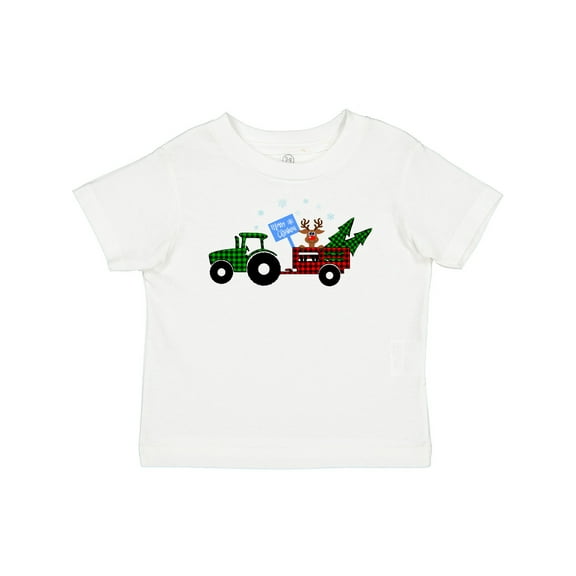 Inktastic Plaid Christmas Tractor with Cute Reindeer Boys or Girls Baby T-Shirt