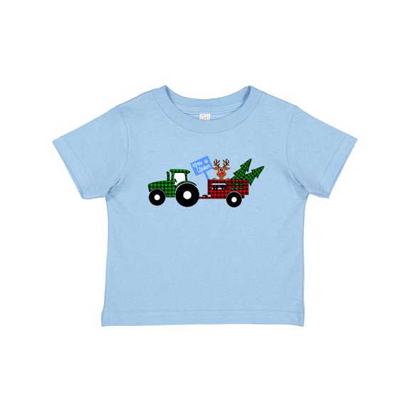 Inktastic Plaid Christmas Tractor with Cute Reindeer Boys or Girls Baby T-Shirt