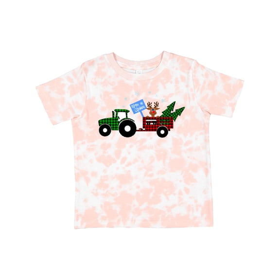 Inktastic Plaid Christmas Tractor with Cute Reindeer Boys or Girls Toddler T-Shirt