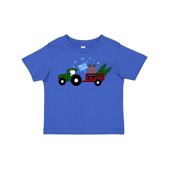 Inktastic Plaid Christmas Tractor with Cute Reindeer Boys or Girls Toddler T-Shirt