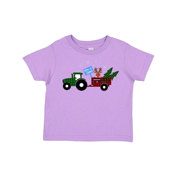 Inktastic Plaid Christmas Tractor with Cute Reindeer Boys or Girls Toddler T-Shirt