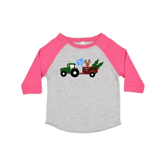 Inktastic Plaid Christmas Tractor with Cute Reindeer Boys or Girls Toddler T-Shirt