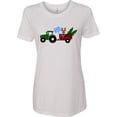 thumbnail image 1 of Inktastic Plaid Christmas Tractor with Cute Reindeer Women's T-Shirt, 1 of 5