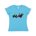 thumbnail image 1 of Inktastic Plaid Christmas Tractor with Cute Reindeer Women's V-Neck T-Shirt, 1 of 5