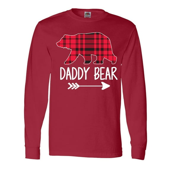 Inktastic Plaid Daddy Bear with Arrow Long Sleeve T-Shirt