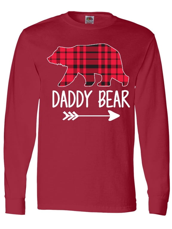 Plaid Daddy Bear with Arrow Long Sleeve T-Shirt