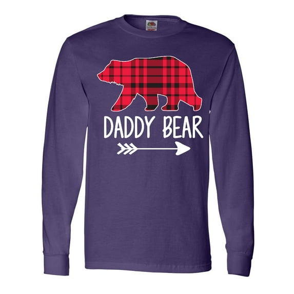Inktastic Plaid Daddy Bear with Arrow Long Sleeve T-Shirt