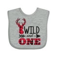 thumbnail image 1 of Inktastic Plaid Deer Wild and 1 with Arrow Boys or Girls Baby Bib, 1 of 4