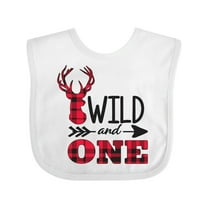 Inktastic Plaid Deer Wild and 1 with Arrow Boys or Girls Baby Bib