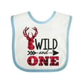 thumbnail image 1 of Inktastic Plaid Deer Wild and 1 with Arrow Boys or Girls Baby Bib, 1 of 4